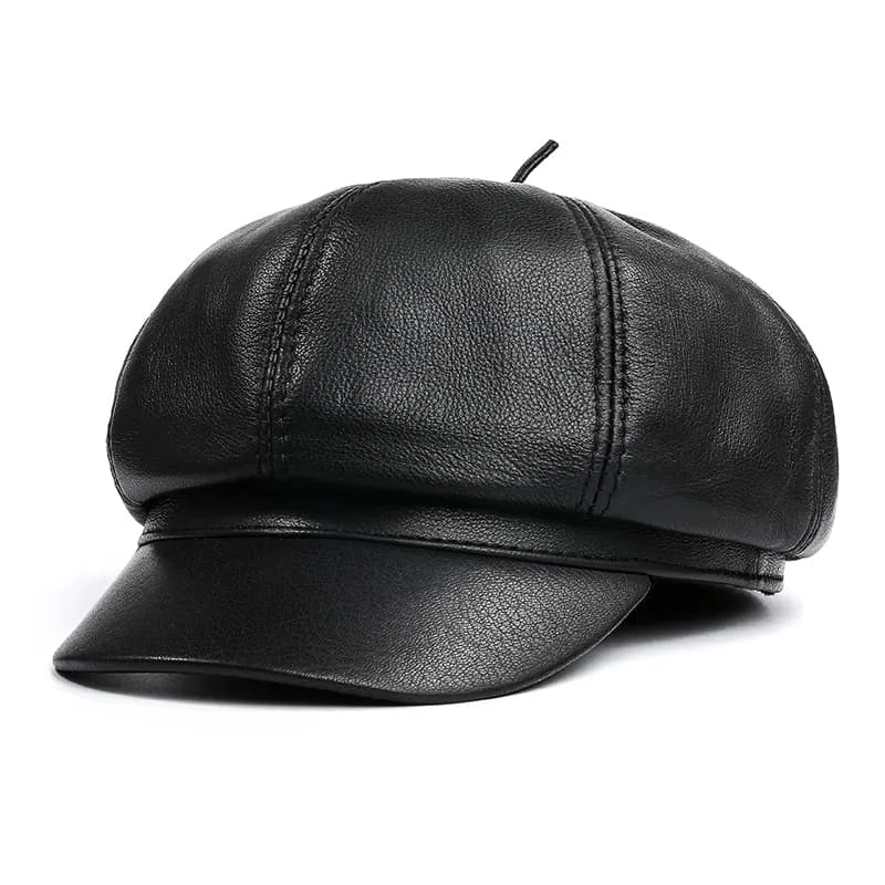 Joliet Genuine Leather Newsboy Cap