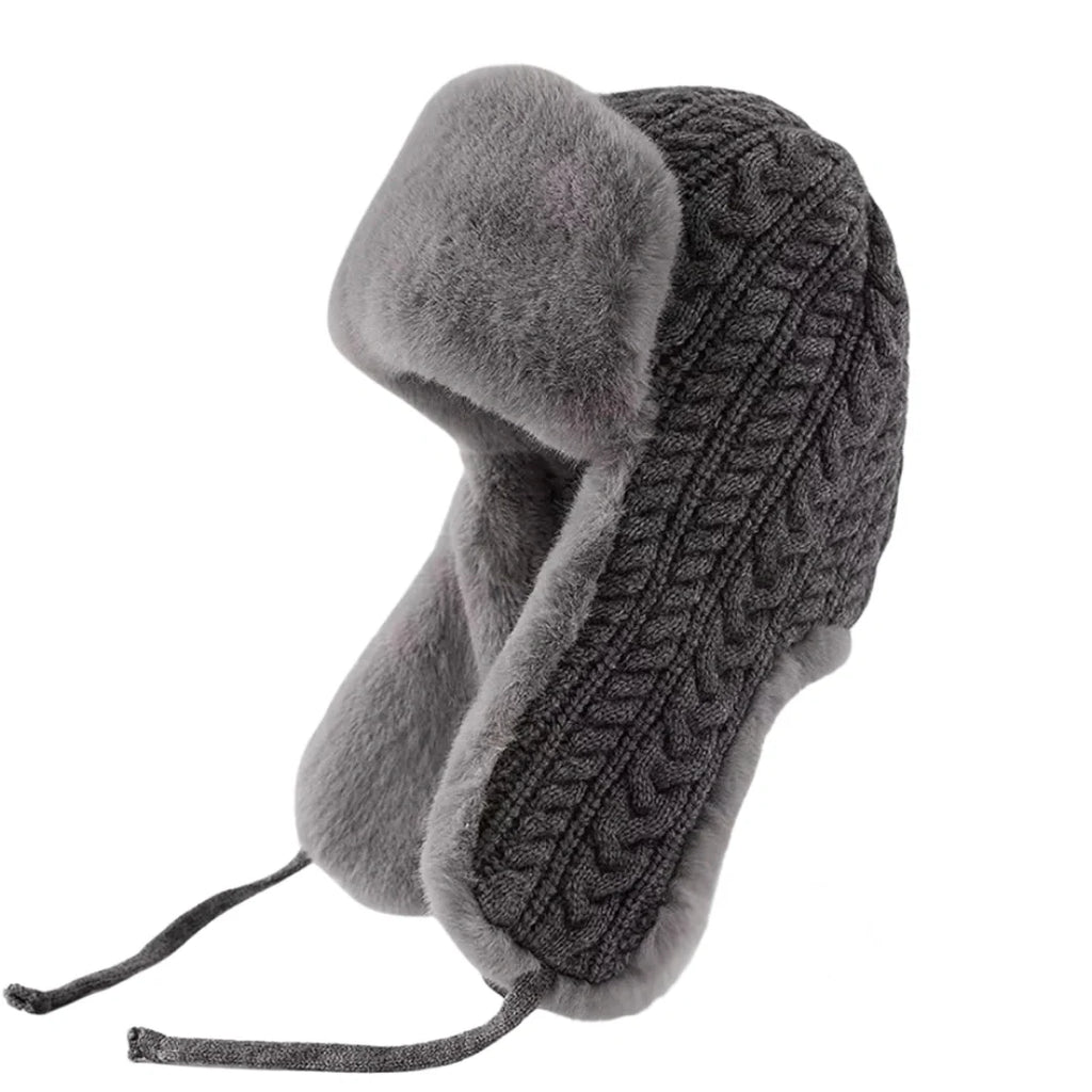Kansas Winter Knitted Fur Trapper Bomber Hat