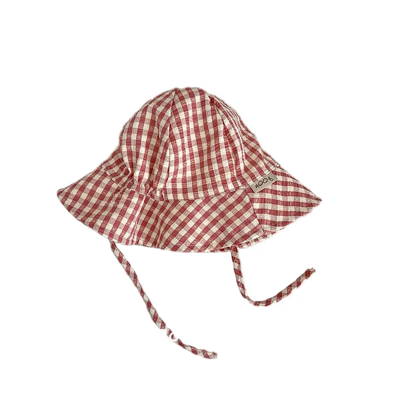 Kids Summer Beach Plaid Bucket Hat