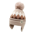 Kids Winter Rhombus Pom-Pom Earflaps Beanie