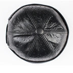 Knurled Black Genuine Leather Docker Cap