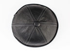 Knurled Black Genuine Leather Docker Cap
