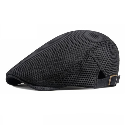 Black Breathable Mesh Flat Cap