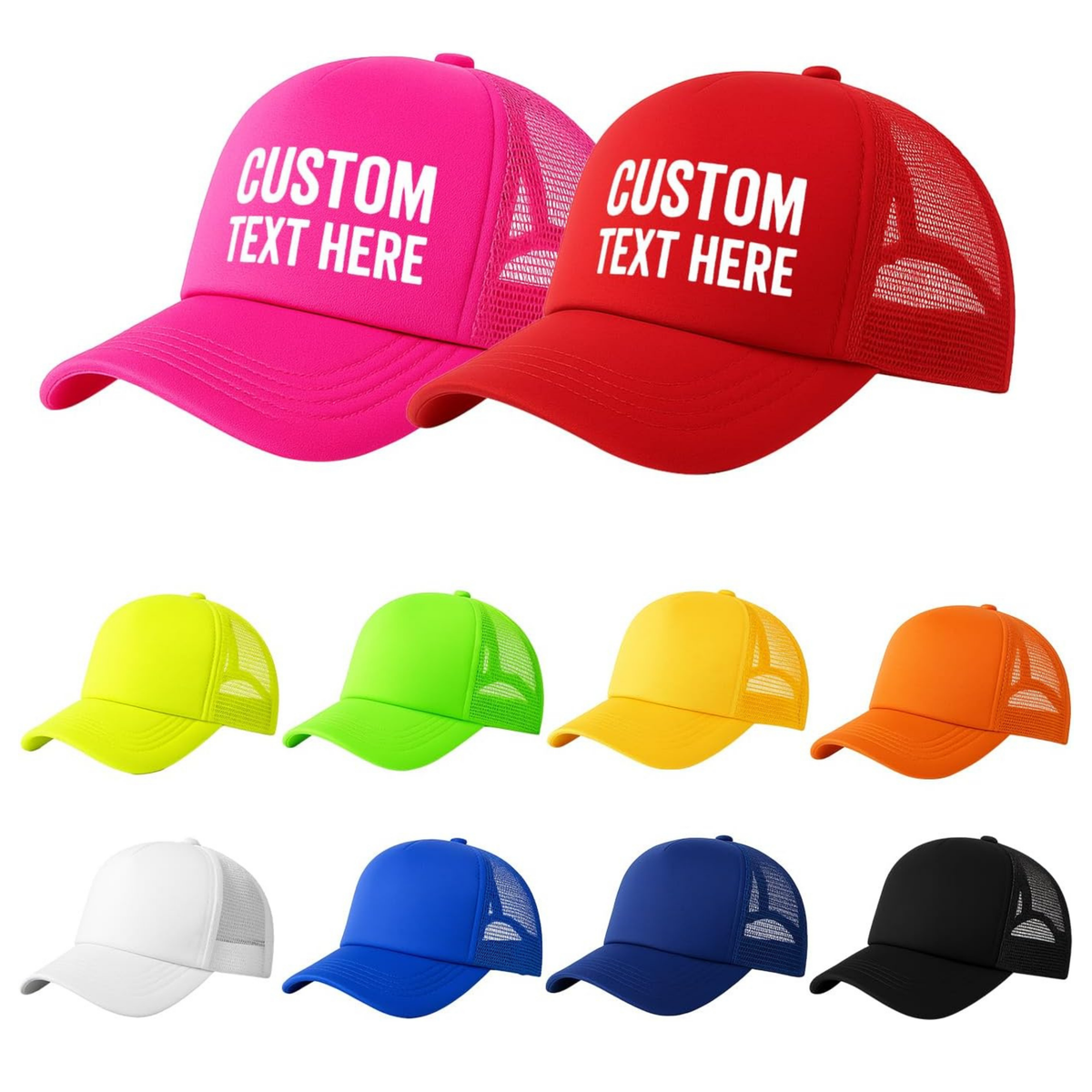 Personalized logo trucker hat – add your own custom logo by print or embroidery