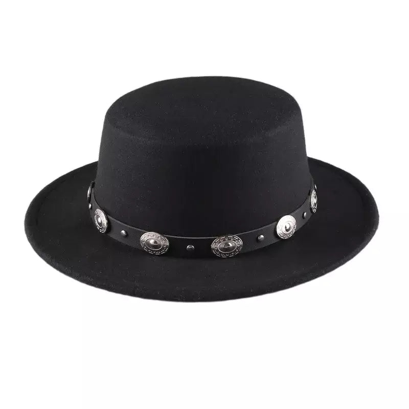 Black cotton boater hat – classic cotton boater hat