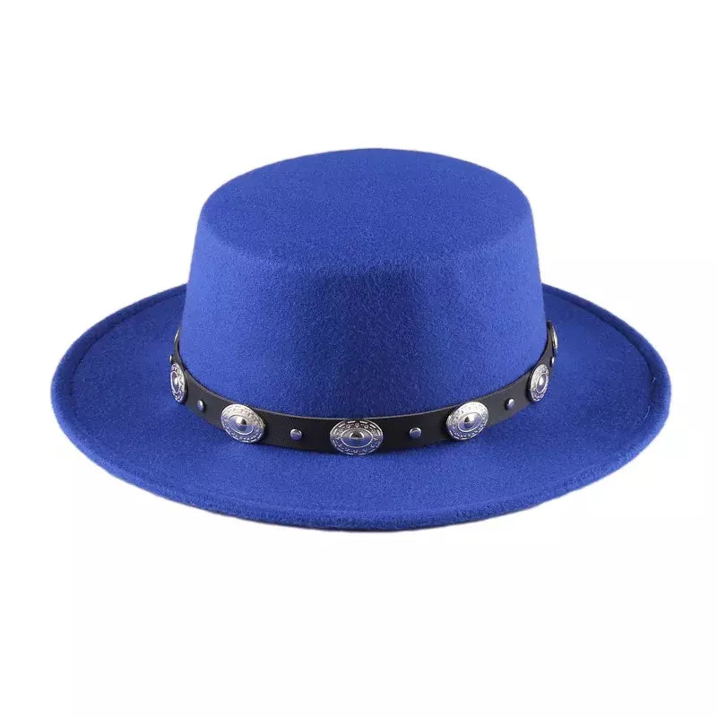 Blue cotton boater hat – classic cotton boater hat