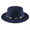 Navy blue cotton boater hat – classic cotton boater hat