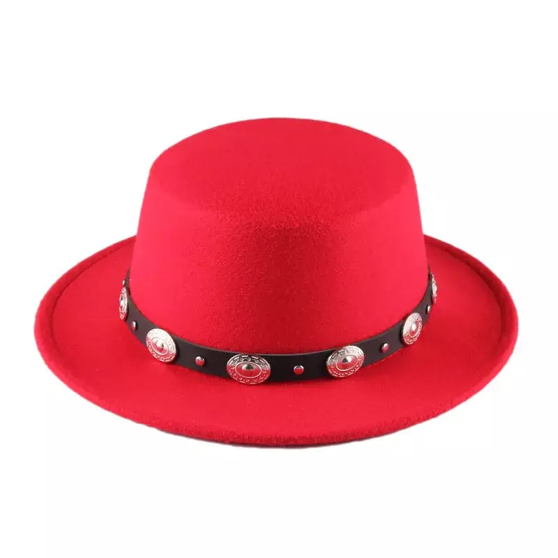Red cotton boater hat – cotton boater hat detail