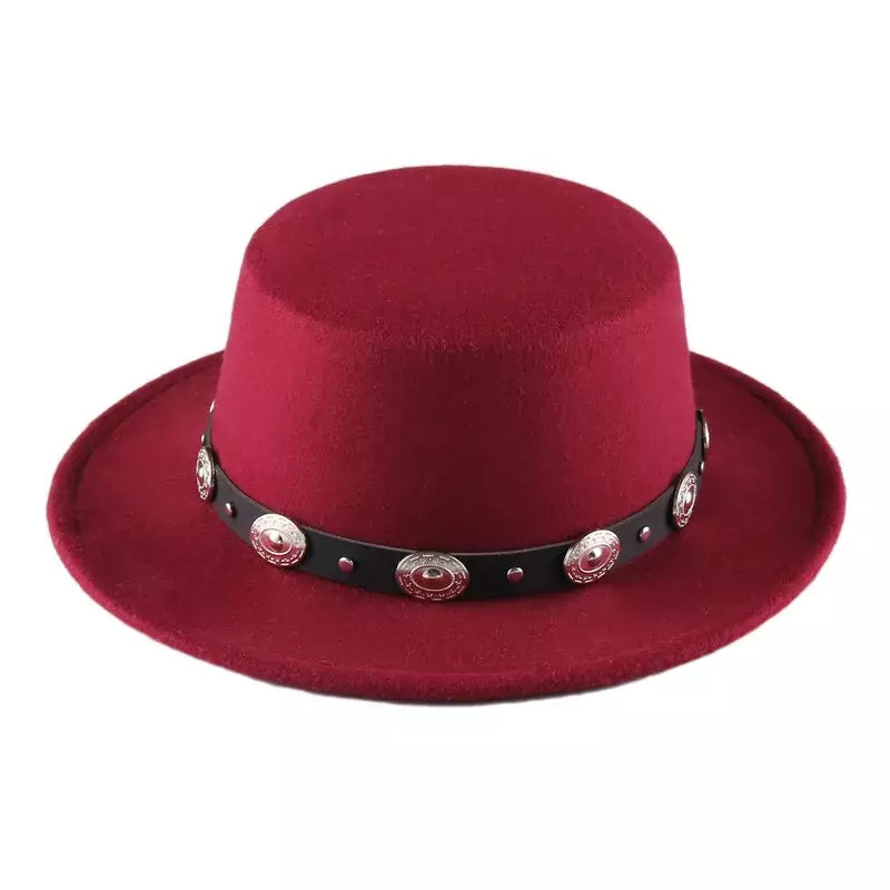 Red cotton boater hat – classic cotton boater hat