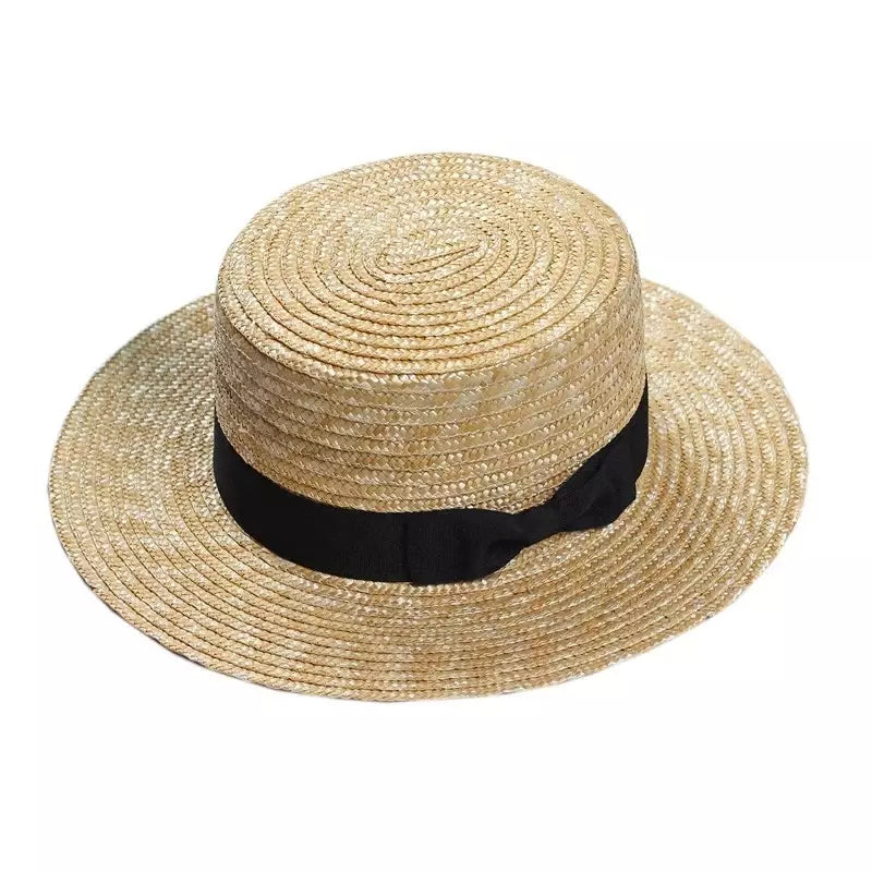 Khaki Straw Boater Hat – classic straw hat