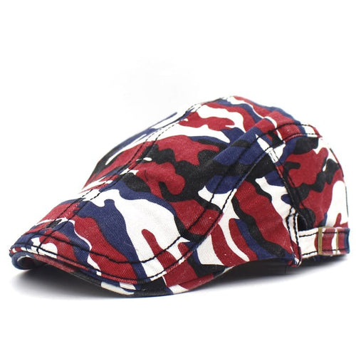 Red Camouflage Flat Cap