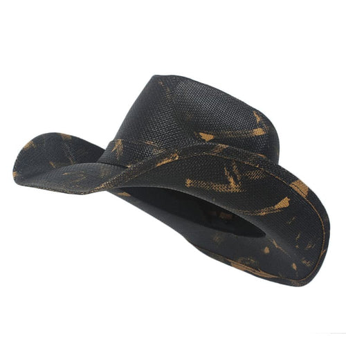 Black and red Black Straw Cowboy Hat side view