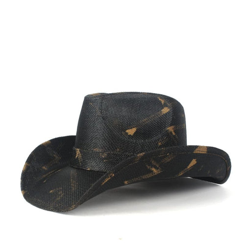 Black and red Black Straw Cowboy Hat