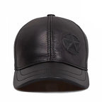 Larkin Short Brim Genuine Leather Baseball Cap
