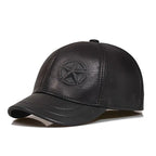 Larkin Short Brim Genuine Leather Baseball Cap