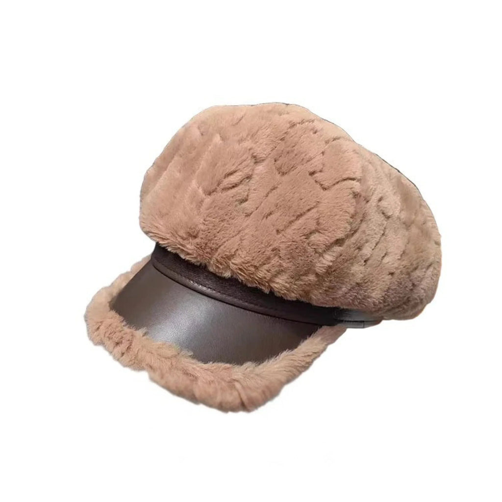 Laurent Women Plush Leather 8-Panels Baseball Cap