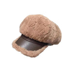 Laurent Women Plush Leather 8-Panels Baseball Cap