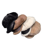 Laurent Women Plush Leather 8-Panels Baseball Cap