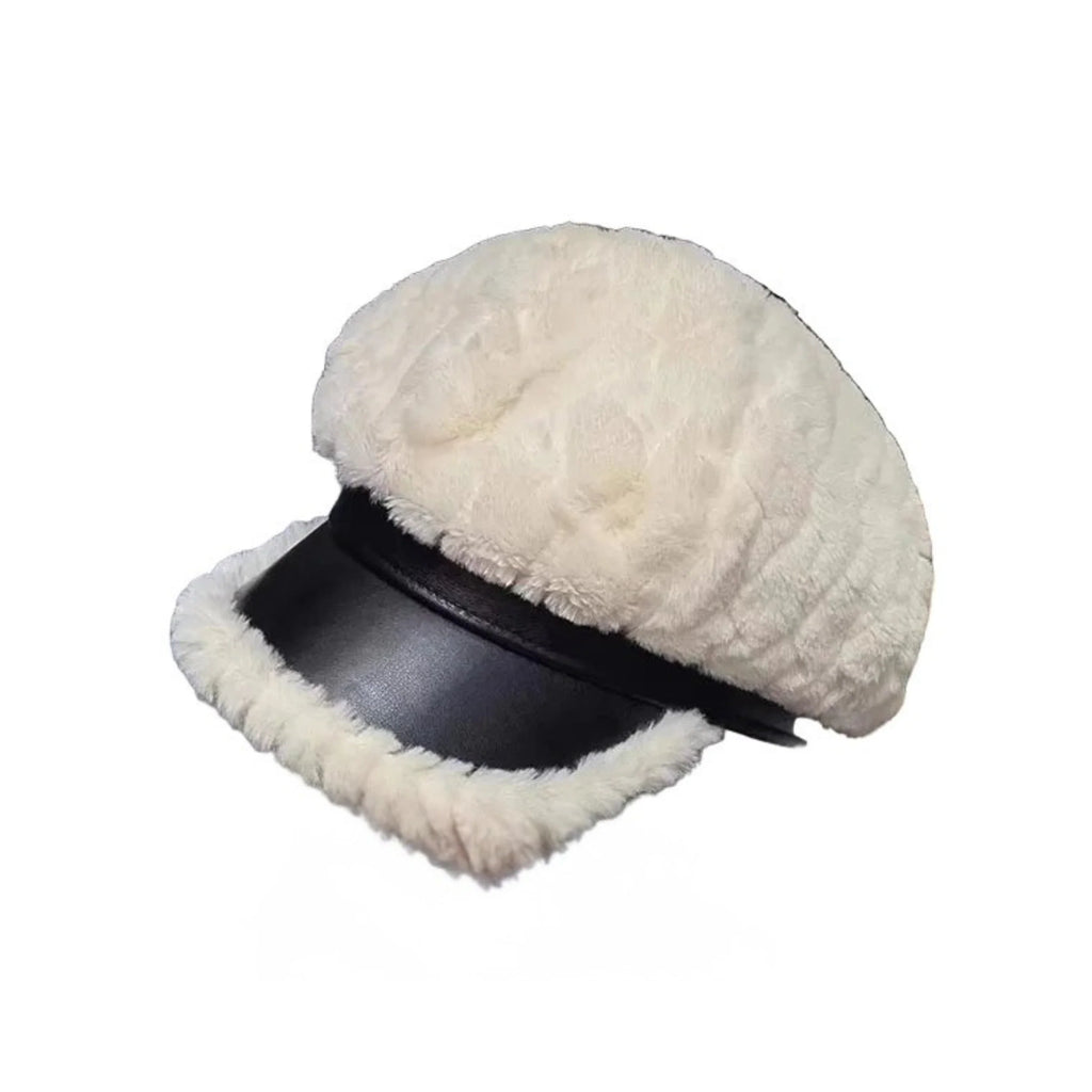 Laurent Women Plush Leather 8-Panels Baseball Cap