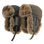 Laurenclay Winter Fur Leather Bomber Hat