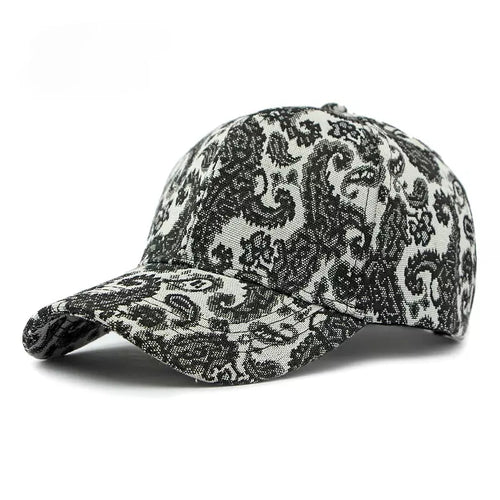 Black Cashew Flowers Baseball Cap