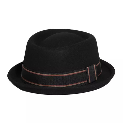 Black Le Mans Wool Felt Porkpie Hat