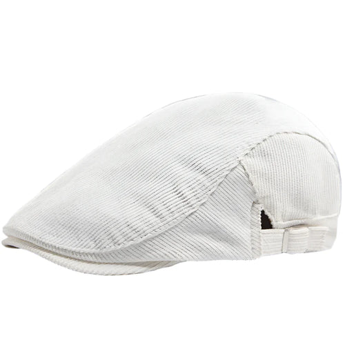White Corduroy Flat Cap