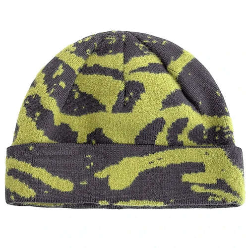 Green and gray Camouflage Knitted Beanie