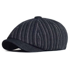 Lens Striped Cotton Newsboy Cap