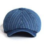 Lens Striped Cotton Newsboy Cap