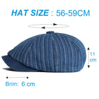 Lens Striped Cotton Newsboy Cap