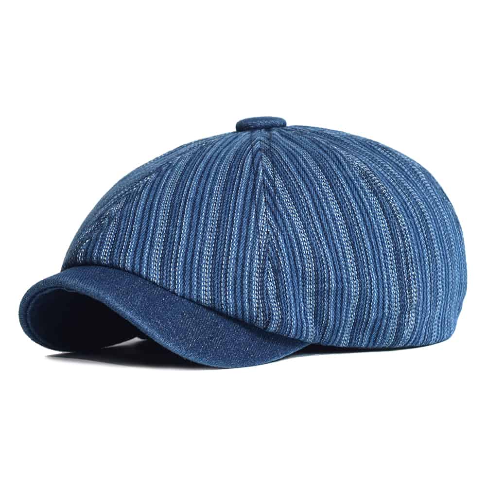 Lens Striped Cotton Newsboy Cap