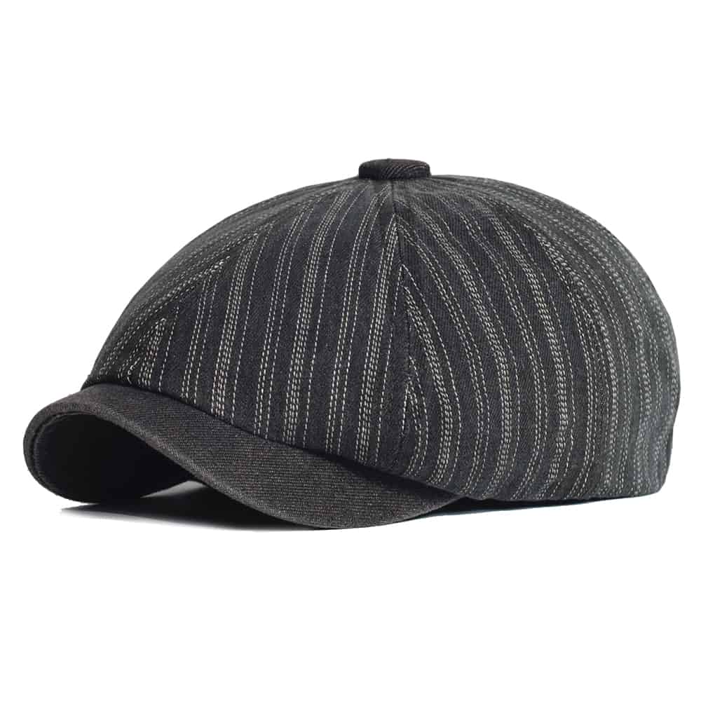 Lens Striped Cotton Newsboy Cap