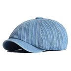 Lens Striped Cotton Newsboy Cap