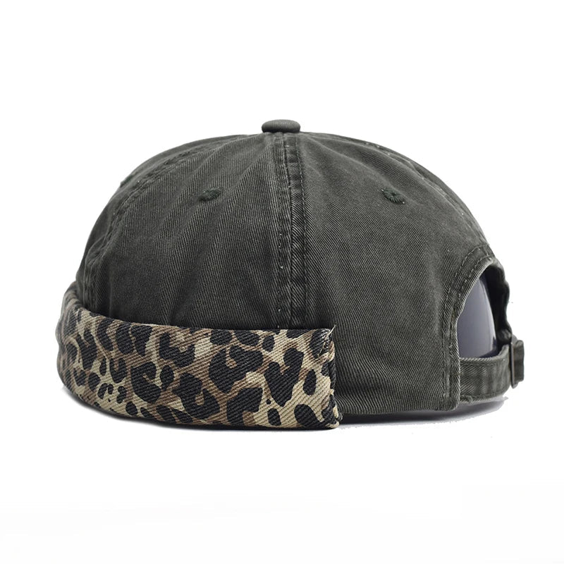 Leopard Cotton Brimless Docker Cap