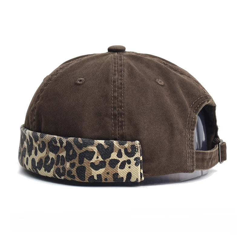 Leopard Cotton Brimless Docker Cap