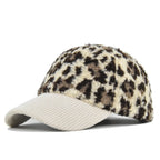 Leopard Furry Corduroy Baseball Cap