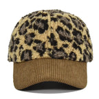 Leopard Furry Corduroy Baseball Cap