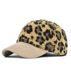 Leopard Furry Corduroy Baseball Cap