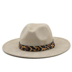 Leopard Belt Suede Fedora Hat