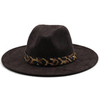 Leopard Belt Suede Fedora Hat