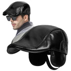 Lewistown Winter Leather Earflaps Duckbill Flat Cap