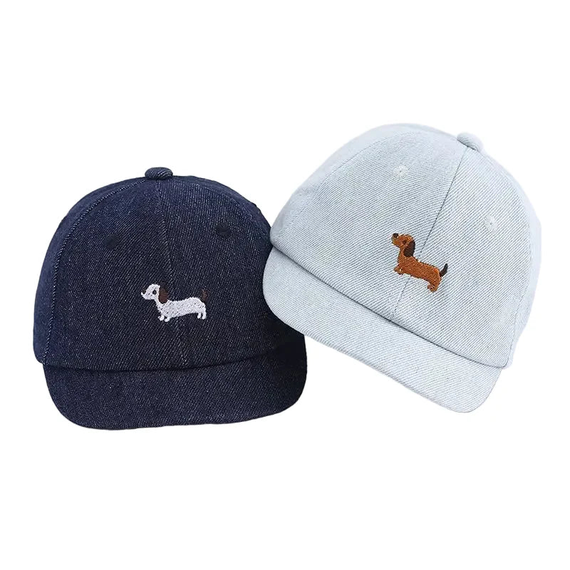 Little Dachshund Kids Short Brim Baseball Cap
