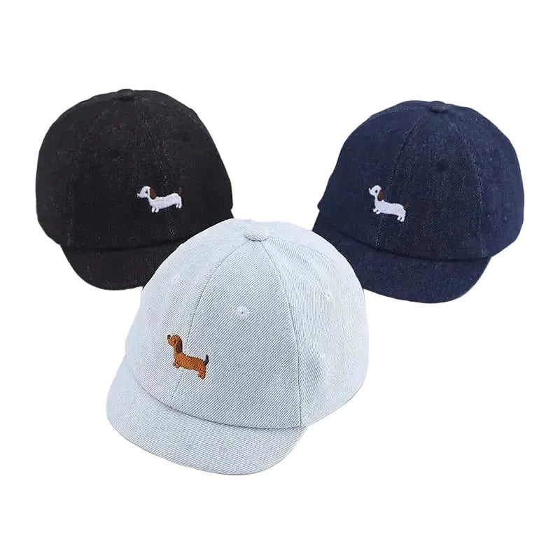 Little Dachshund Kids Short Brim Baseball Cap