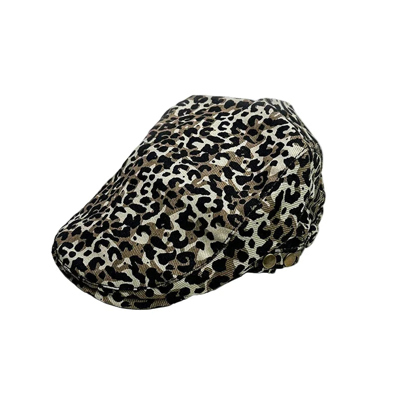 Livingston Leopard Print Flat Cap