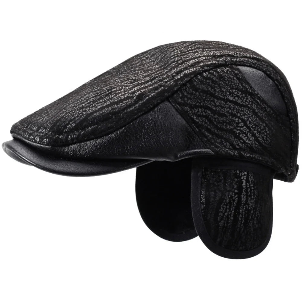 London Winter Earflaps Burned Flat Cap