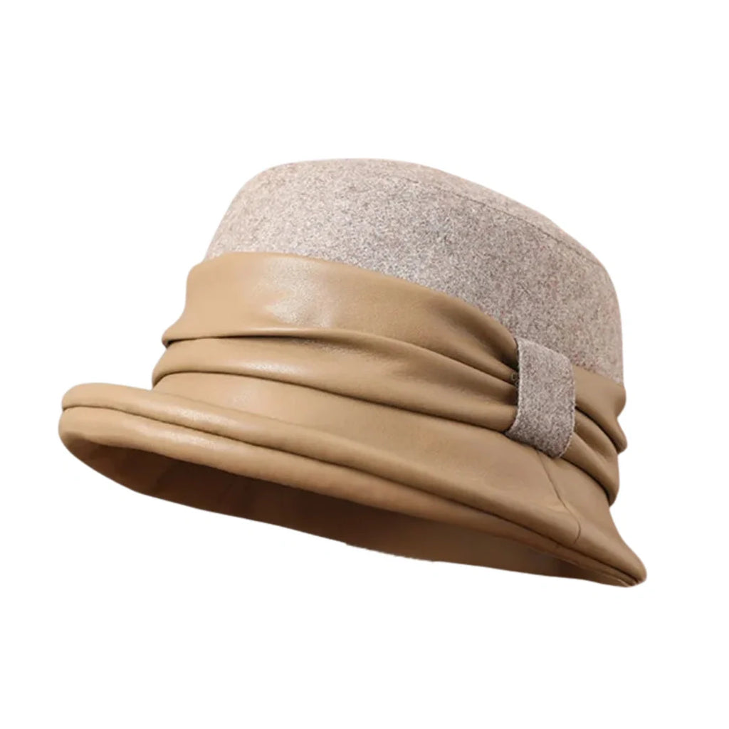 Lorraine Women Wool Leather Cloche Hat