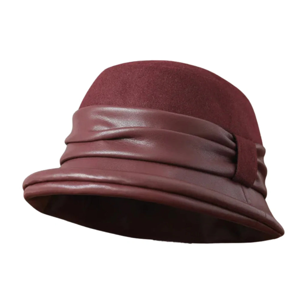 Lorraine Women Wool Leather Cloche Hat