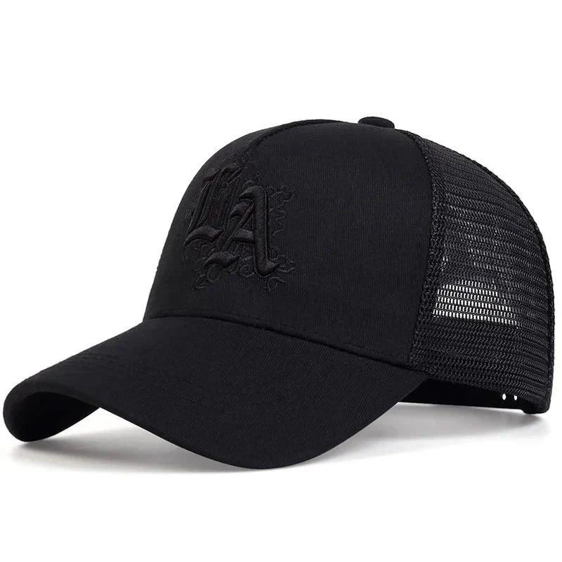 Los Angeles LA Mesh Black Trucker Cap