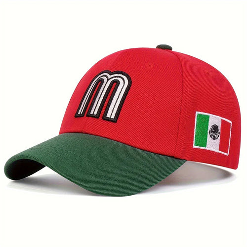 Red Mexico Style Baseball Cap front view